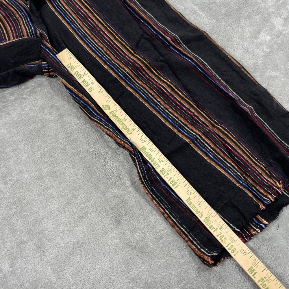 Democracy Crop Pants Womens 12 Black Striped Flex-ellent Raw Hem Wide Leg Boho - Picture 4 of 11
